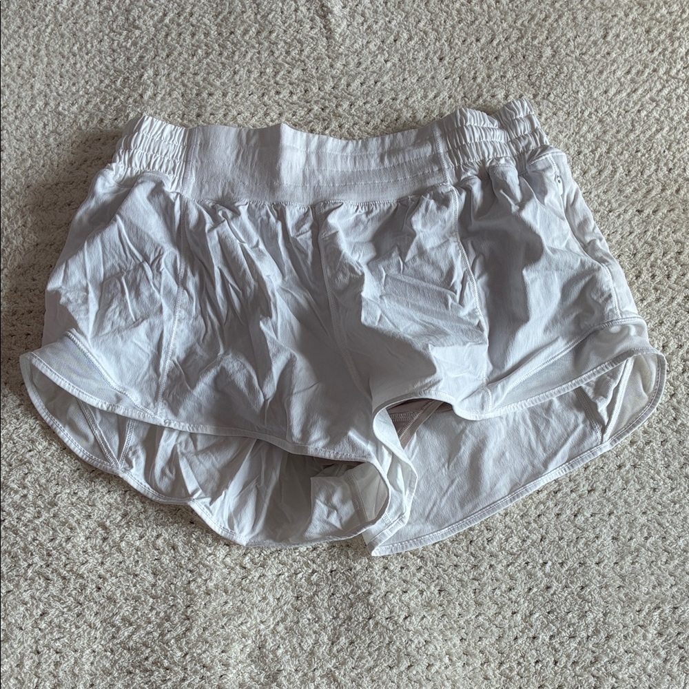 Lululemon Athletica white hotty hot high rise shorts